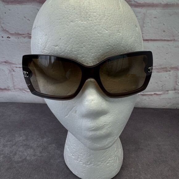 Chanel Vintage Y2K Rectangular 5065 Brown Sunglasses - Picture 2 of 12